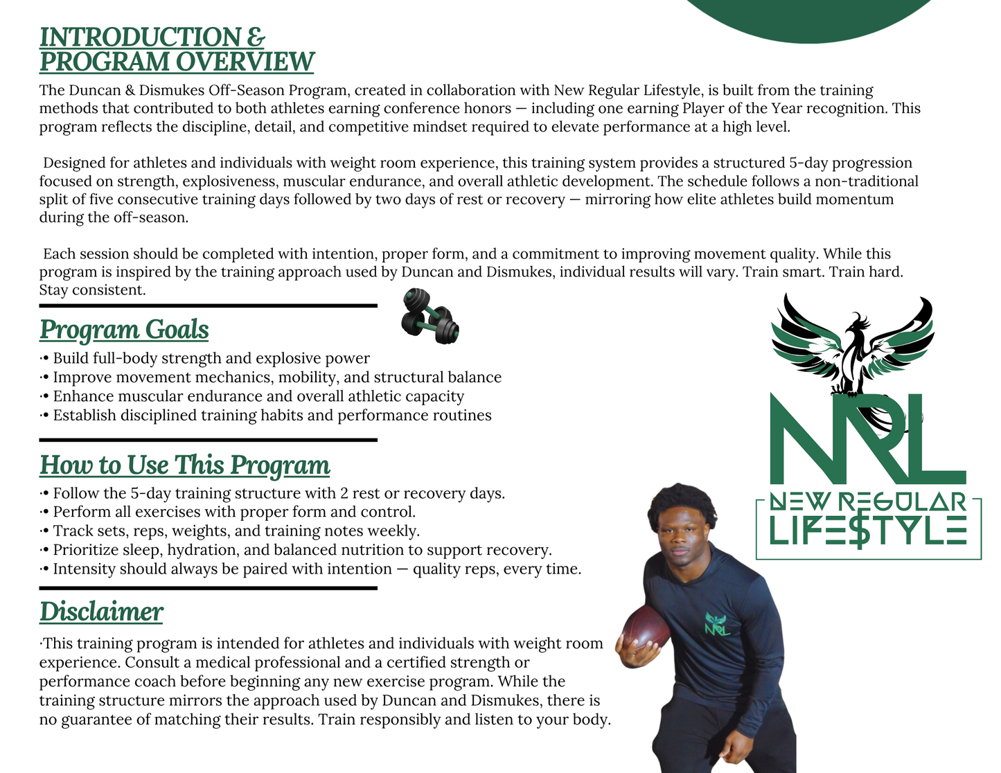 Duncan & Dismukes 12 Week Football Off-Season Program
