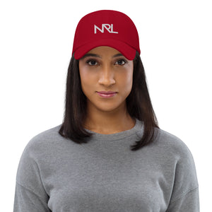 Cranberry dad hat with white New Regular Lifestyle logo 