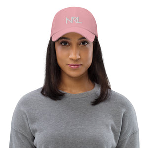 pink dad hat with white New Regular Lifestyle logo 