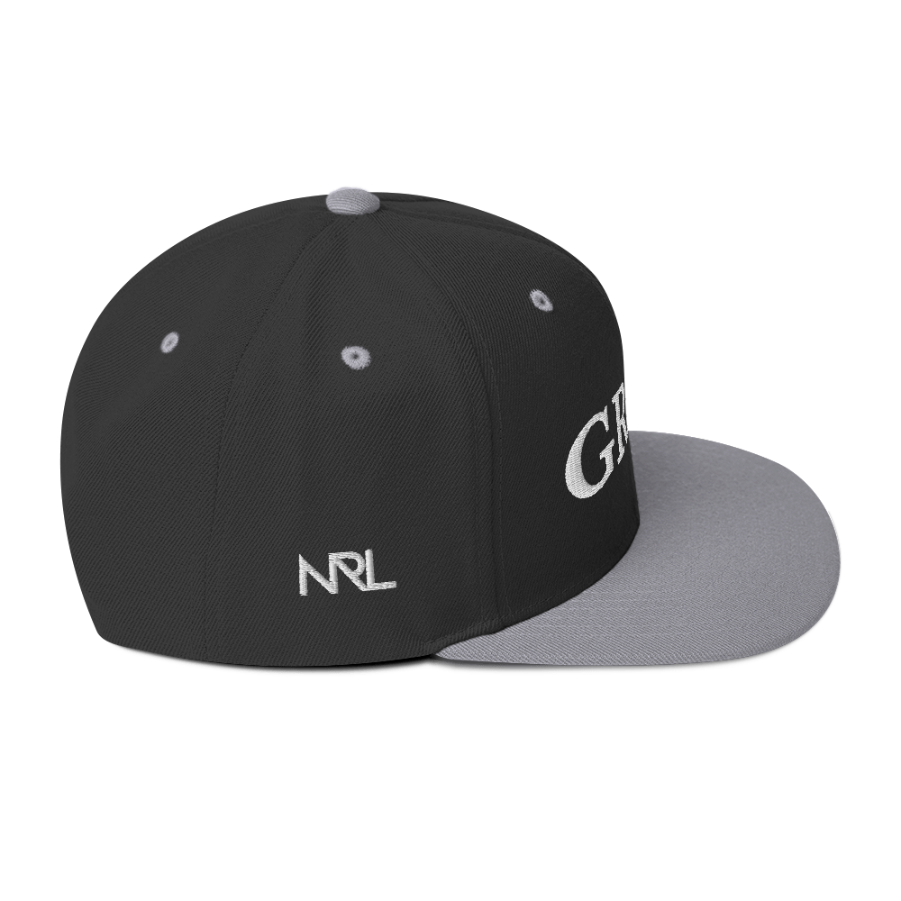 Grind Snapback Hat (white letters)