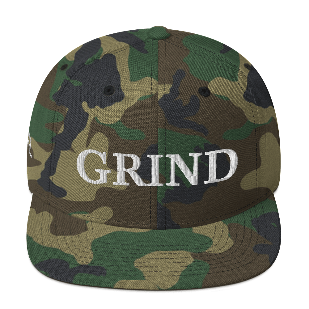 Grind Snapback Hat (white letters)